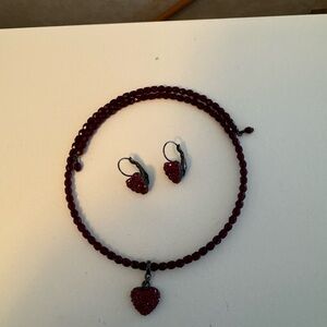 1928 choker heart necklace and earrings